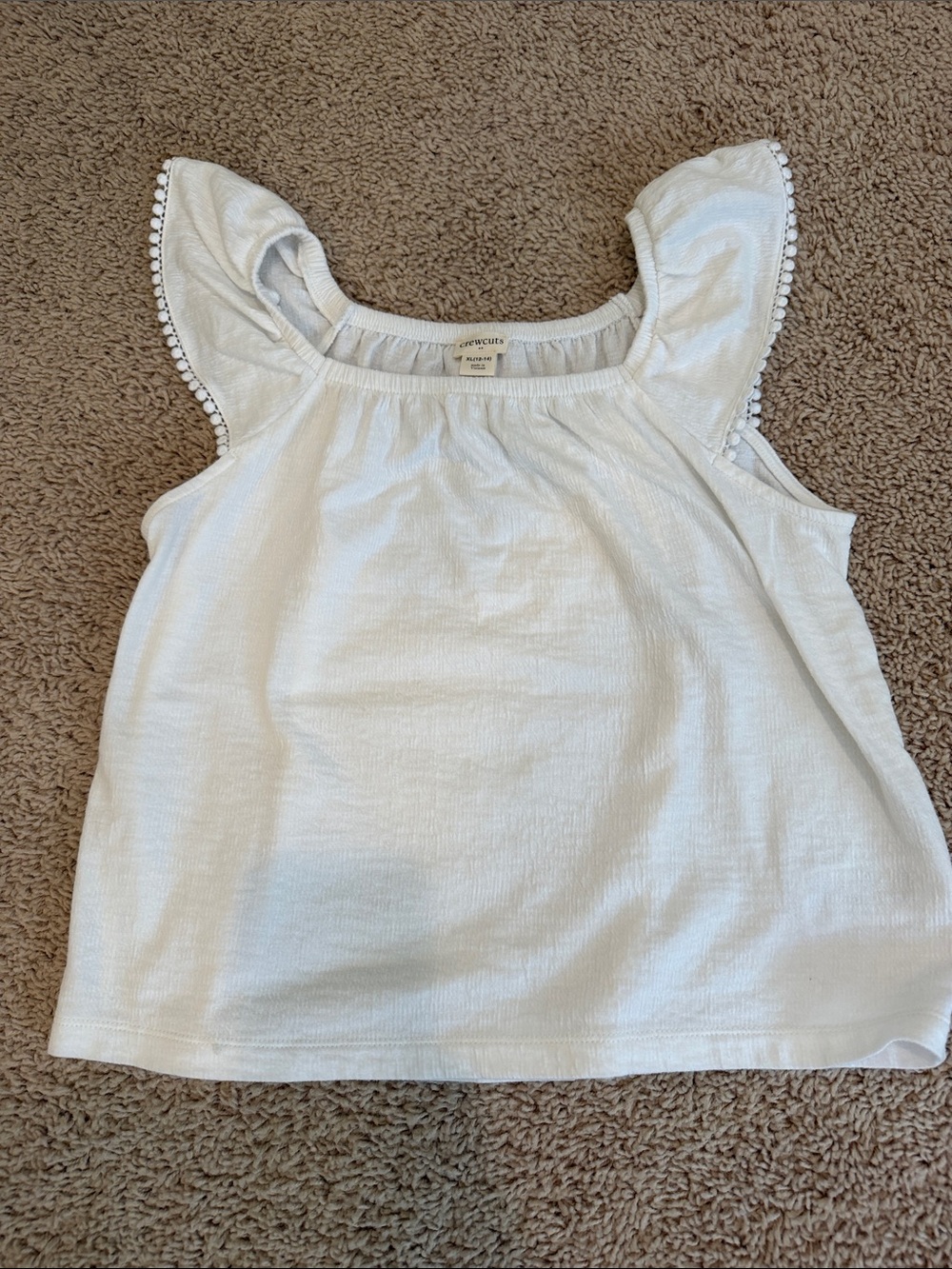 Crewcuts White Ruffle Sleeve Tank Top